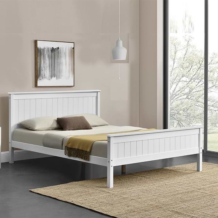 מטה זוגית עץ מלא דביר 140 לבן HOME DECOR