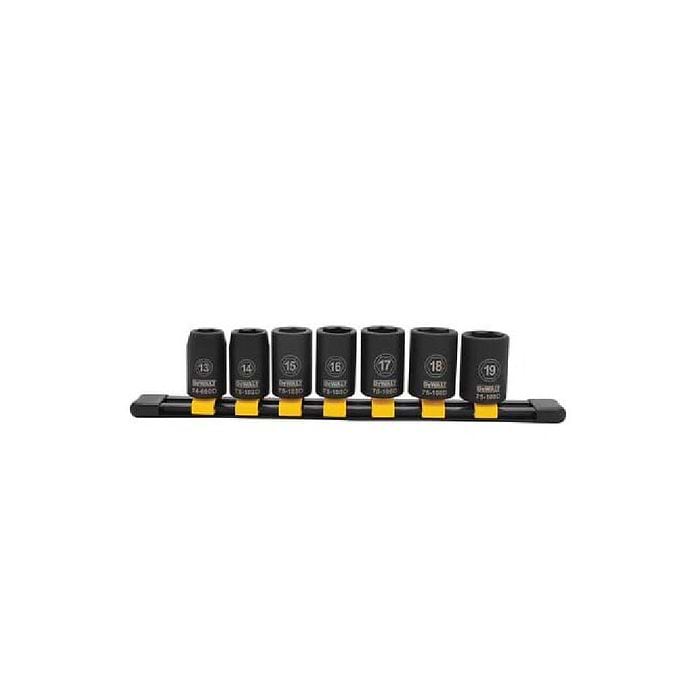 סט 7 בוקסות שחורות הינע 1/2 במידות 13-19 ממ דגם DWMT74453OSP מבית DeWALT