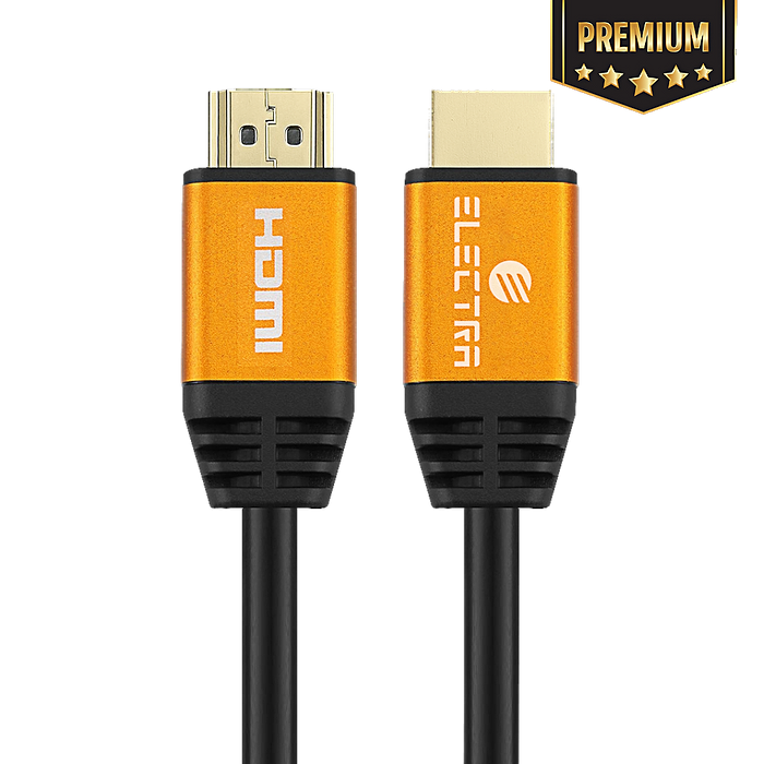 כבל HDMI 2.0 מקצועי Electra Premium ELHD-PRM4K 18Gbps 4K 60Hz- אורך 3 מ' צבע שחור/ כתום שנה אחריות י היבואן הרשמי