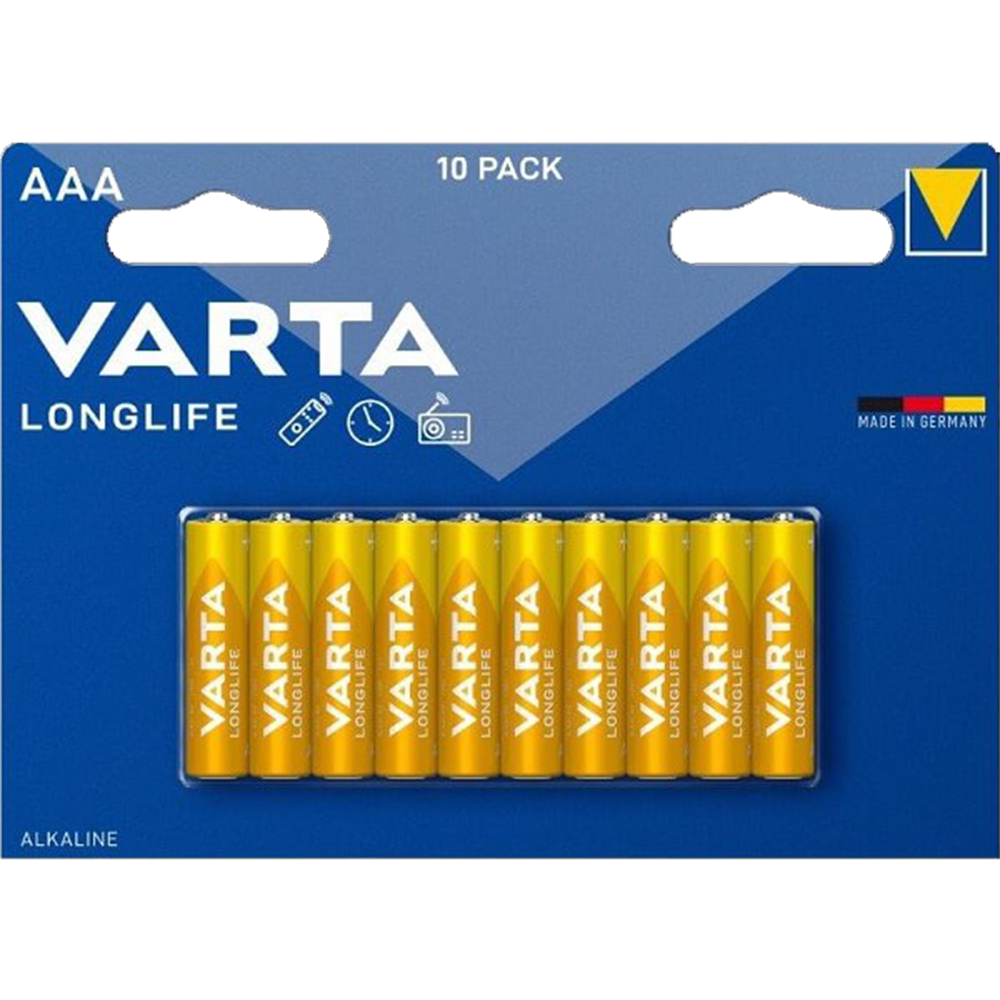 מארז 10 סוללות Varta Alkaline Longlife AAA LR03