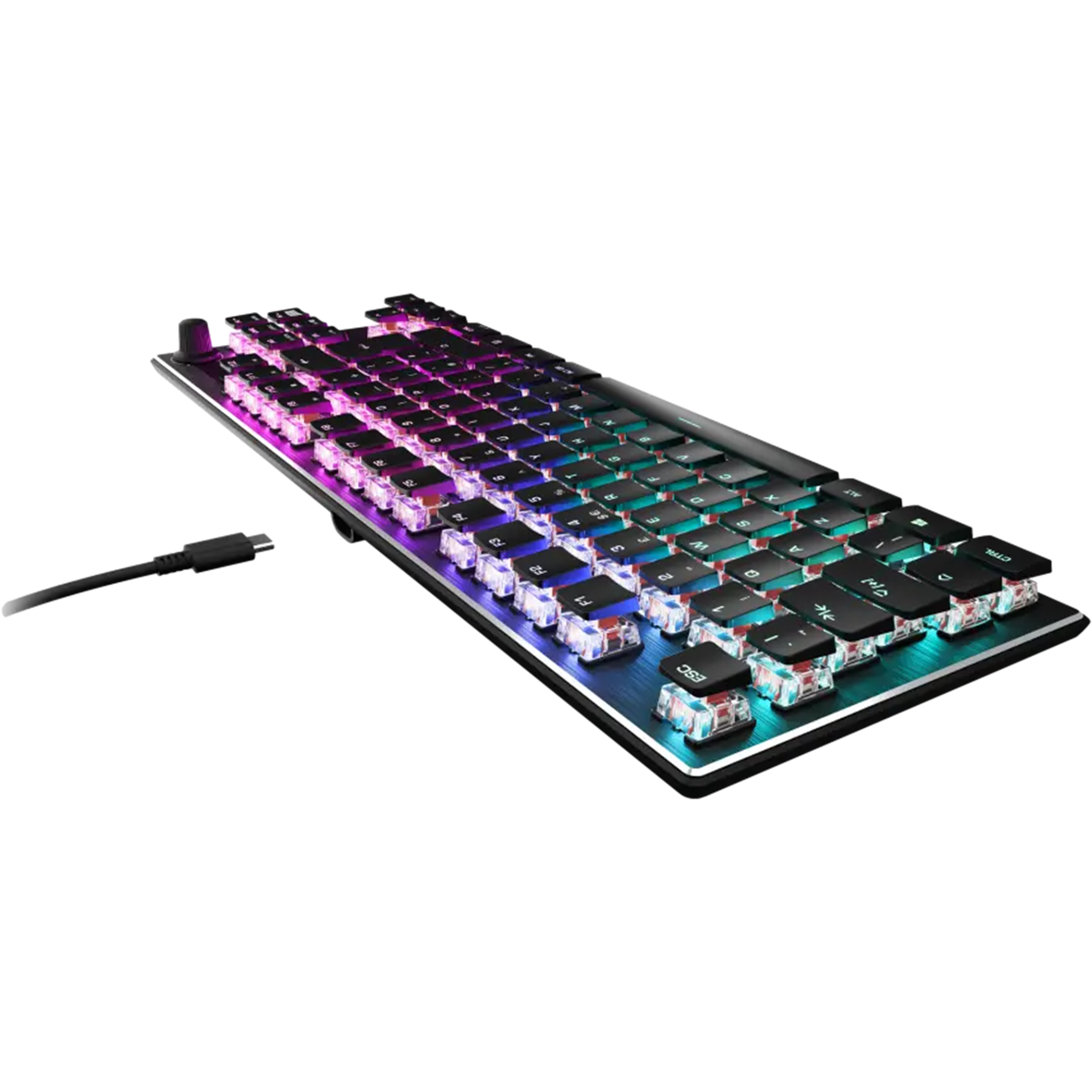 מקלדת גיימינג מכאנית קצרה Roccat Vulcan TKL Linear Red Switch RGB - צבע שחור שנה אחריות ע