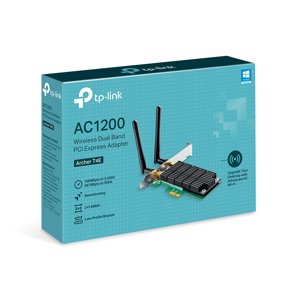 ‏כרטיס רשת אלחוטי TP-Link Archer T4E AC1200 Wireless Dual Band - צבע שחור שלוש שנות אחריות ע
