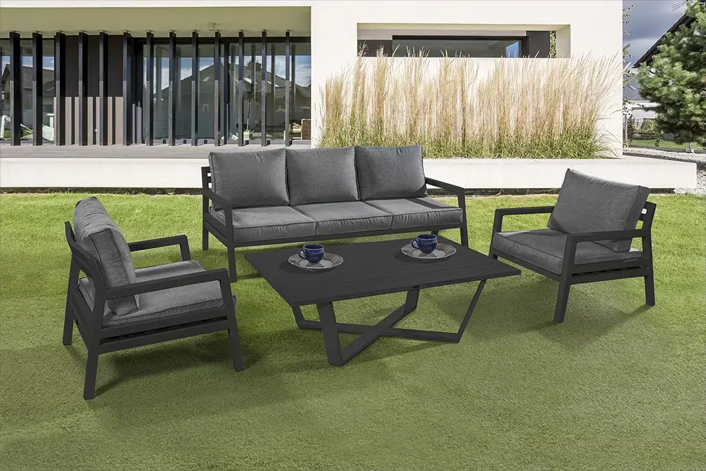 מערכת ישיבה גוף אלומיניום דגם אקפולקו  אפור AUSTRALIA GARDEN