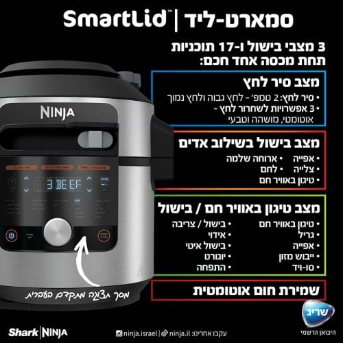 נינג’ה דגם NINJA SMART LID OL753 - שנתיים אחריות יבואן רשמי