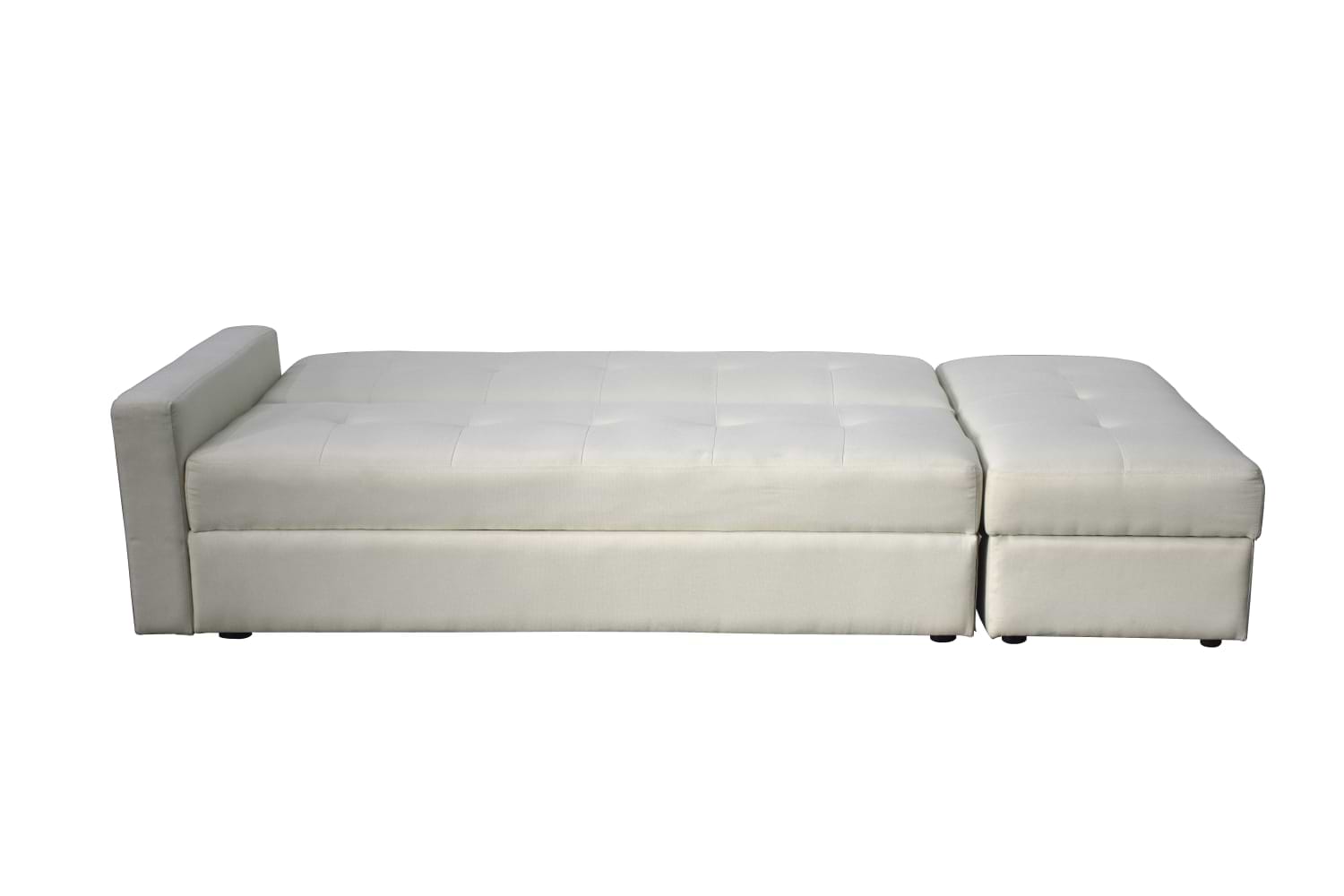 ספה מעוצבת נפתחת למיטה דגם מורן הכוללת הדום וארגז מצעים LEONARDO - צבע בז'