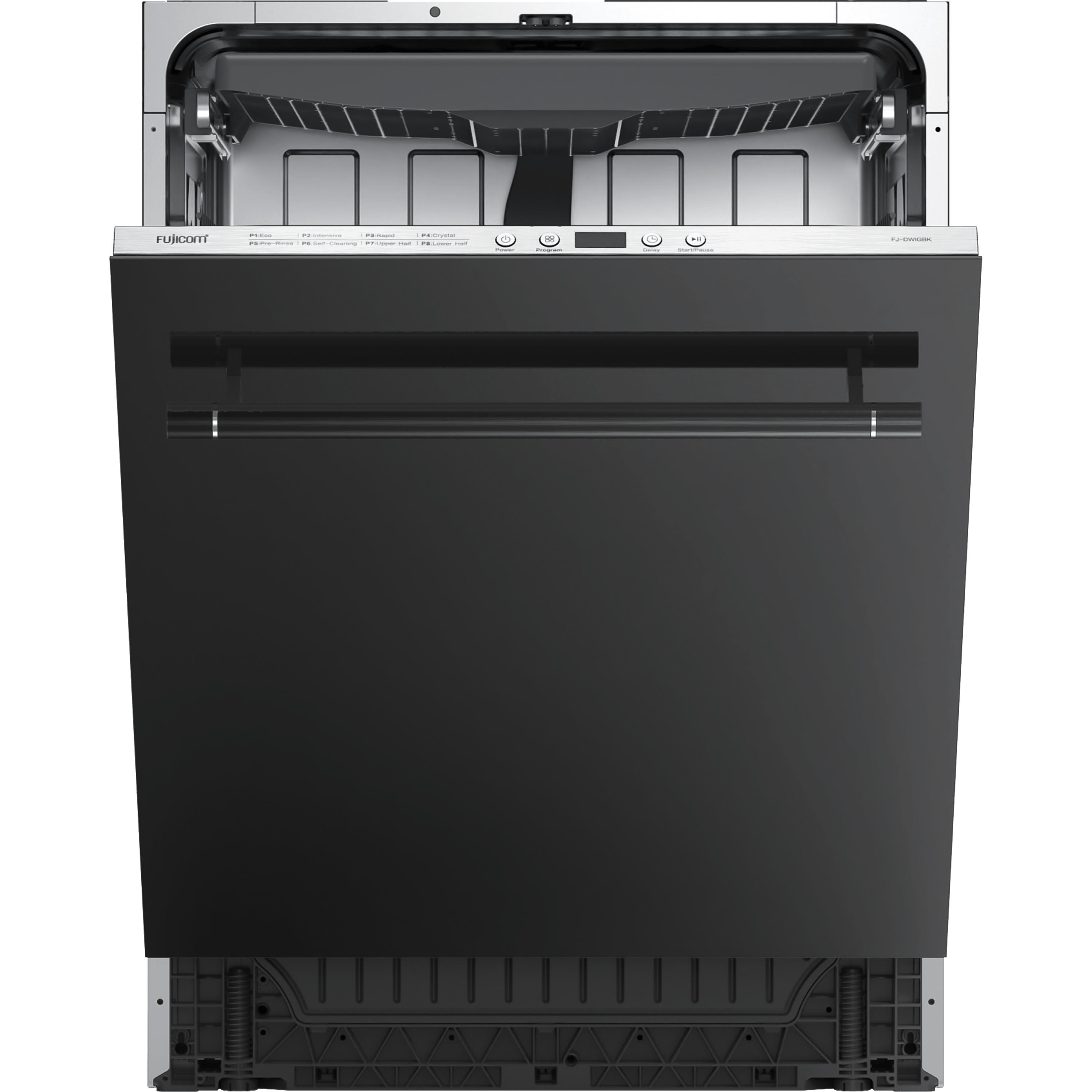 מדיח כלים 14 מערכות כלים Fujicom FJ-DWIGBK - גימור דלת זכוכית שחורה אחריות ע