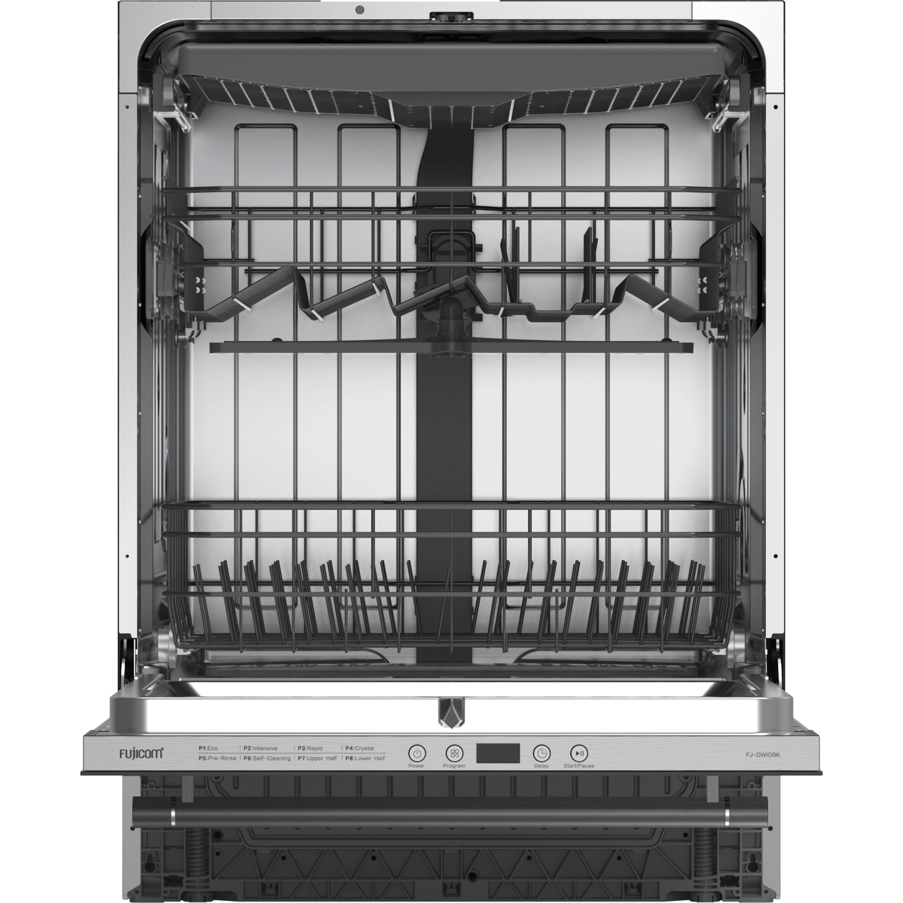 מדיח כלים 14 מערכות כלים Fujicom FJ-DWIGBK - גימור דלת זכוכית שחורה אחריות ע