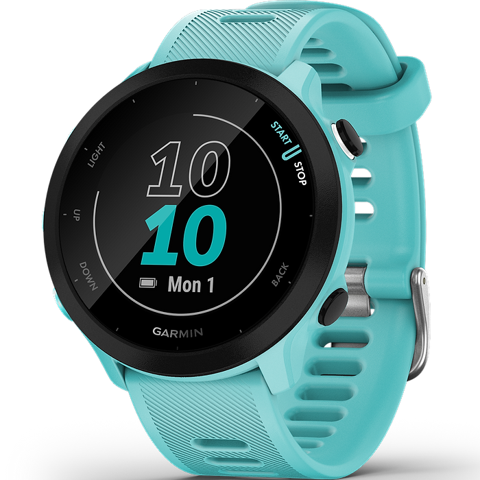 שעון ספורט חכם Garmin Forerunner 55 GPS 42mm - צבע טורקיז שנתיים אחריות עי היבואן הרשמי