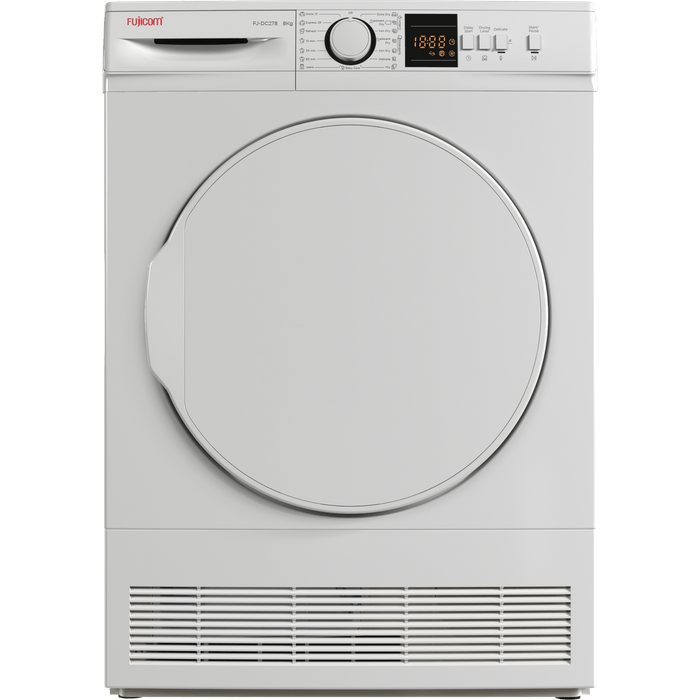 מייבש כביסה קונדנסור פתח חזית 8 קג FUJICOM FJ DC278- גימור לבן אחריות עי היבואן הרשמי
