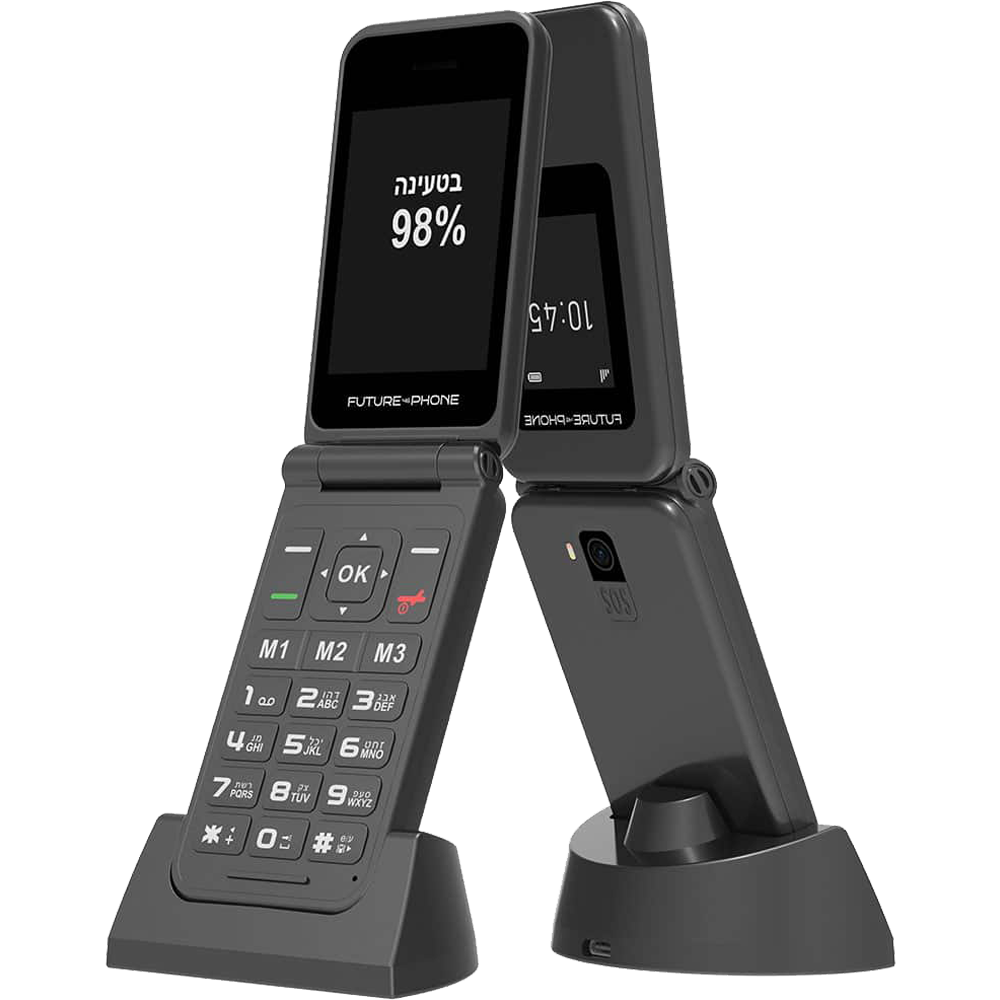 טלפון סלולרי מתקפל למבוגרים Future 4G Phone - צבע שחור שנה אחריות ע