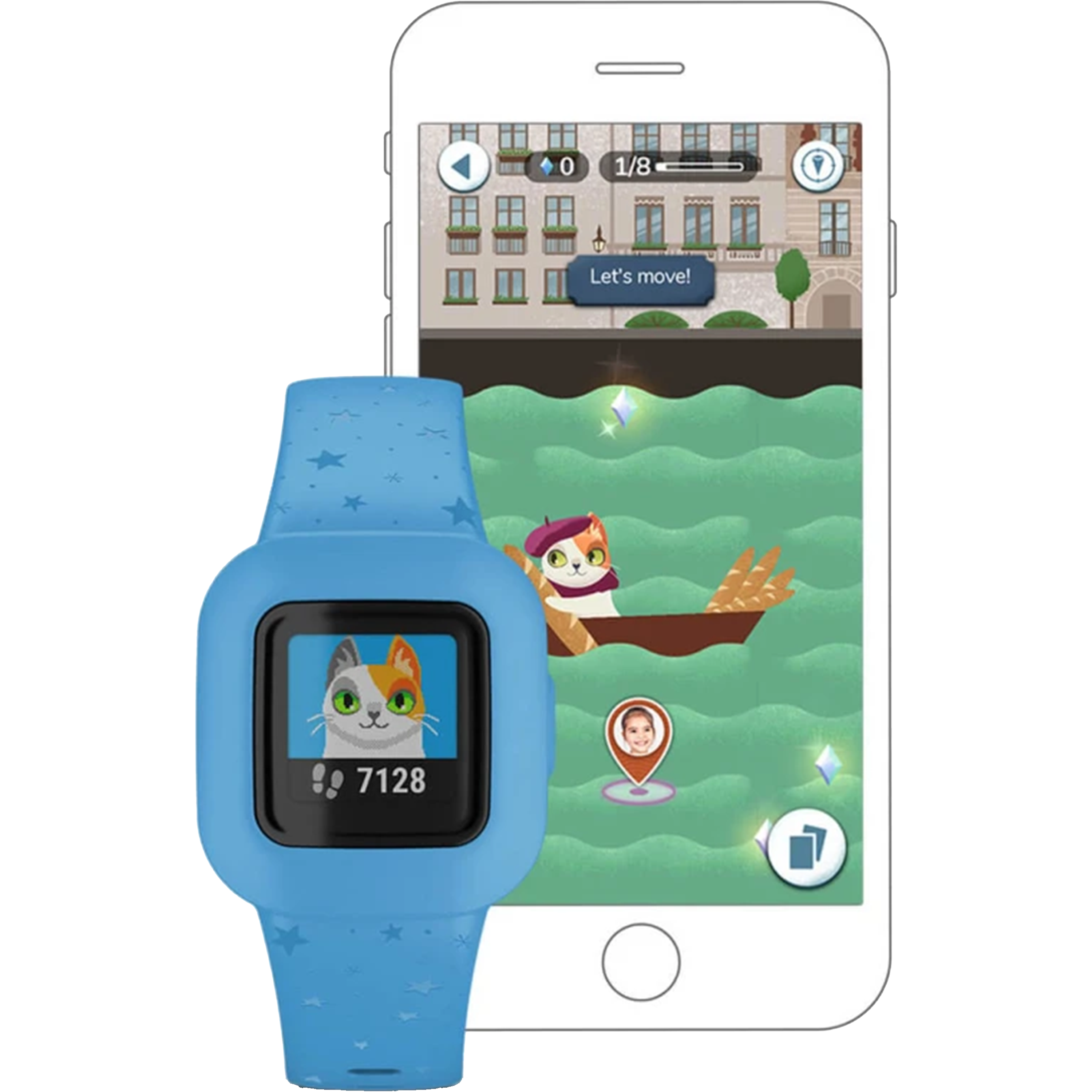צמיד כושר כוכבים כחולים לילדים Garmin vivofit jr. 3 - צבע תכלת שנתיים אחריות ע