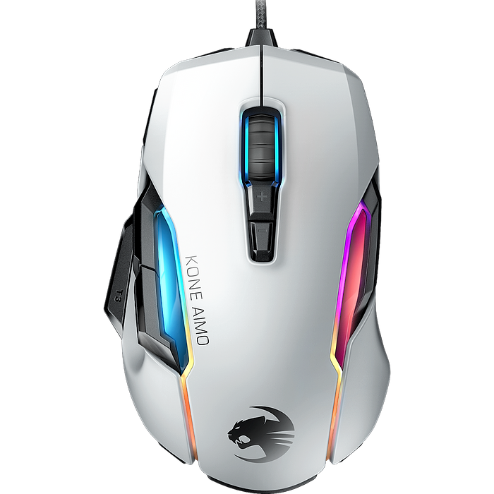 עכבר גיימינג חוטי Roccat Kone AIMO Remastered - צבע לבן שנה אחריות עי היבואן הרשמי