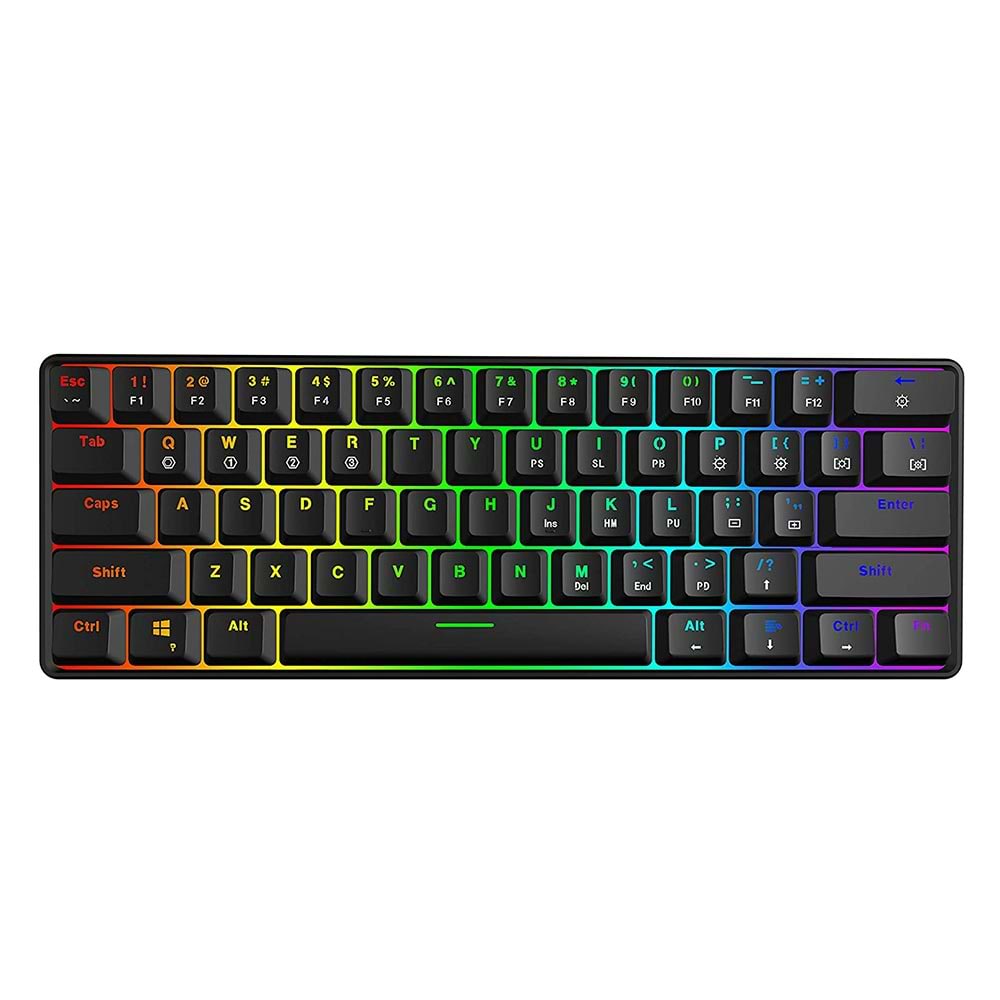 מקלדת גיימינג מכנית חוטית Skyloong GK-61 Yellow Switch - צבע שחור שנתיים אחריות ע