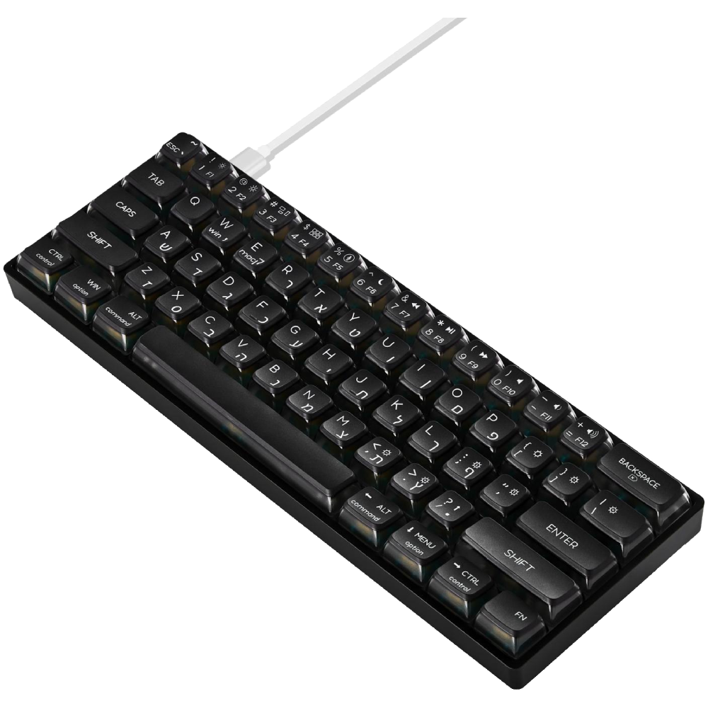 מקלדת מכאנית חוטית Skyloong GK61 - צבע Black Pudding שנתיים אחריות אחריות ע