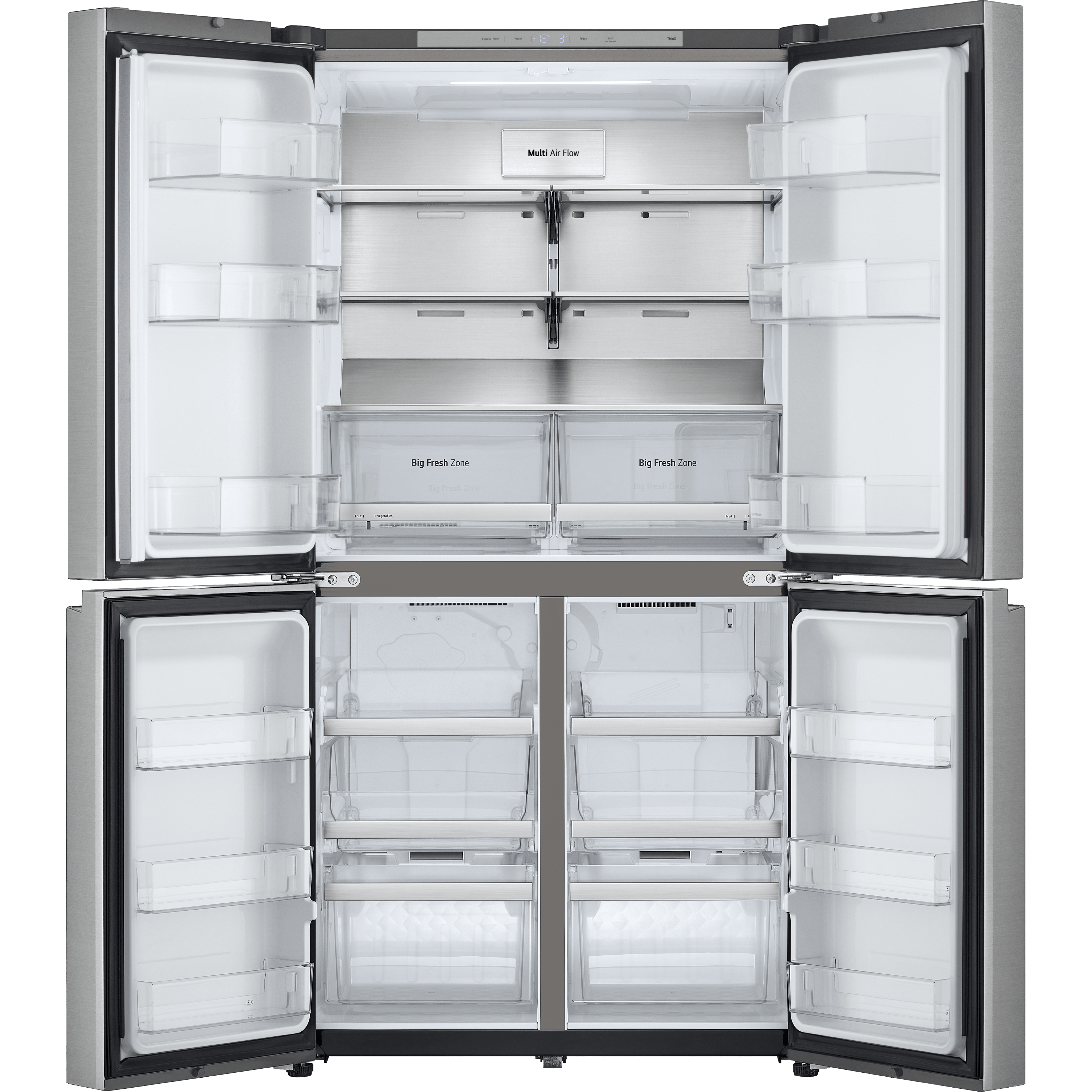 מקרר 4 דלתות מקפיא תחתון 665 ליטר LG GR-728S עם התקן שבת מובנה - גימור נירוסטה מוברשת אחריות ע