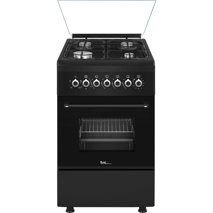 תנור משולב כיריים גז Sol GSB56SF - גימור שחור אחריות עי היבואן הרשמי