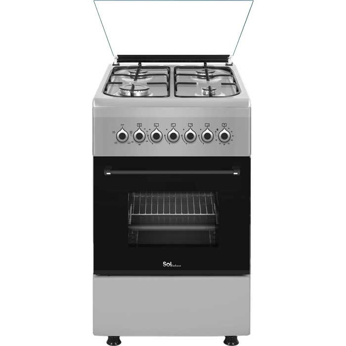 תנור משולב כיריים גז צר Sol GSX56SF - גימור נירוסטה אחריות עי היבואן הרשמי