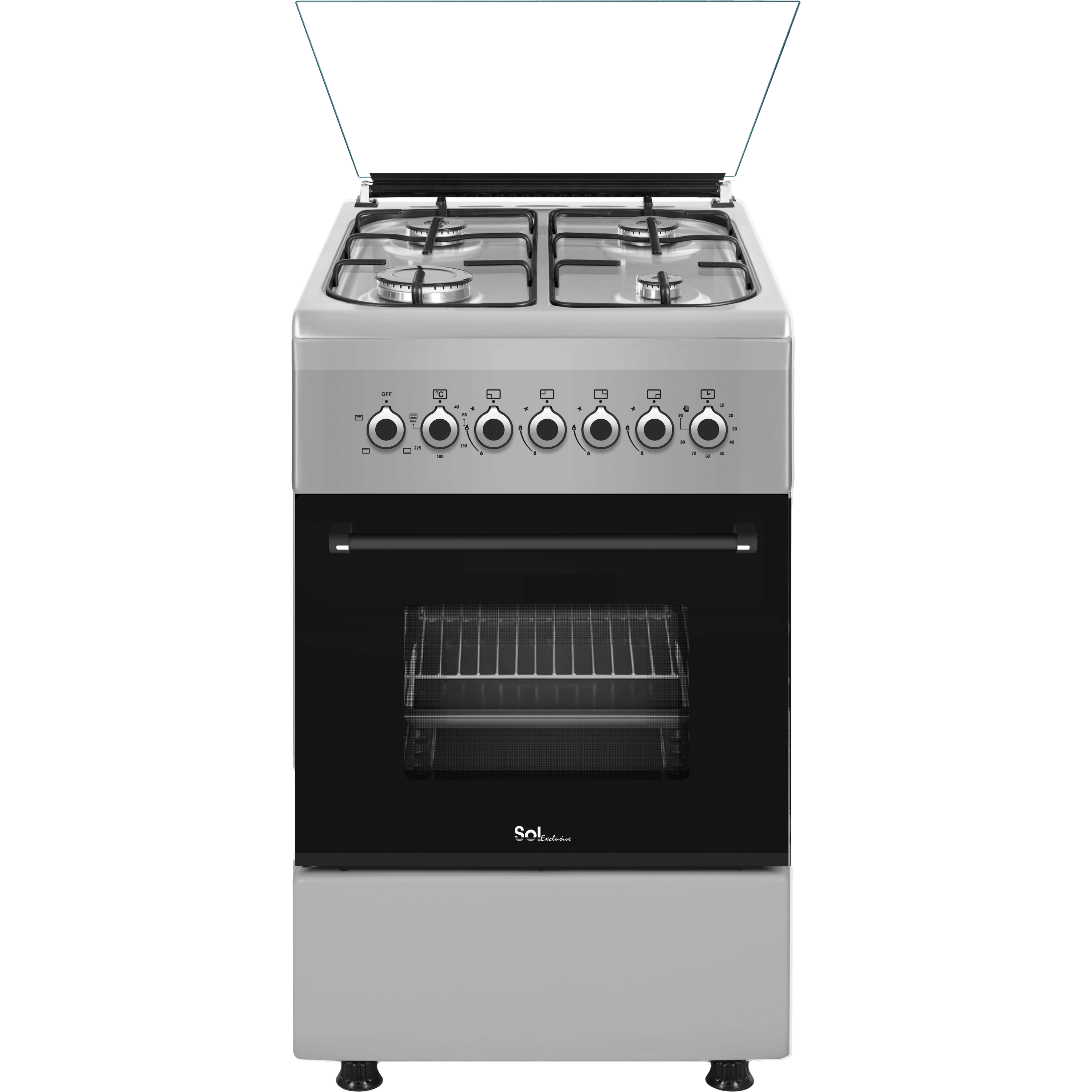 תנור משולב כיריים גז צר Sol GSX56SF - גימור נירוסטה אחריות ע