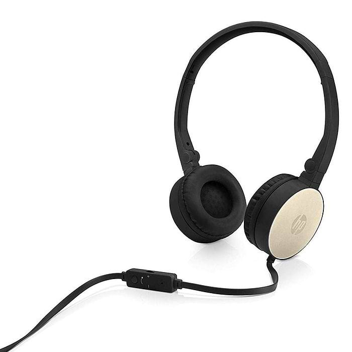 אוזניות סטריאו חוטיות HP H2800 - צבע שחור עם זהב משי שנתיים אחריות עי היבואן הרשמי