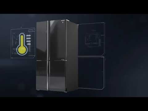 מקרר 4 דלתות מקפיא תחתון 525 ליטר נטו Sharp SJ-8570-SL עם התקן שבת מובנה - גימור נירוסטה מושחרת אחריות ע