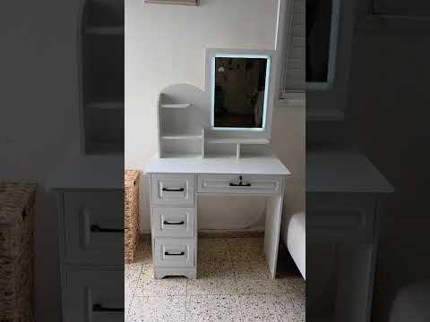 שידת איפור עם מראה כולל תאורת LED ברוחב 80 ס