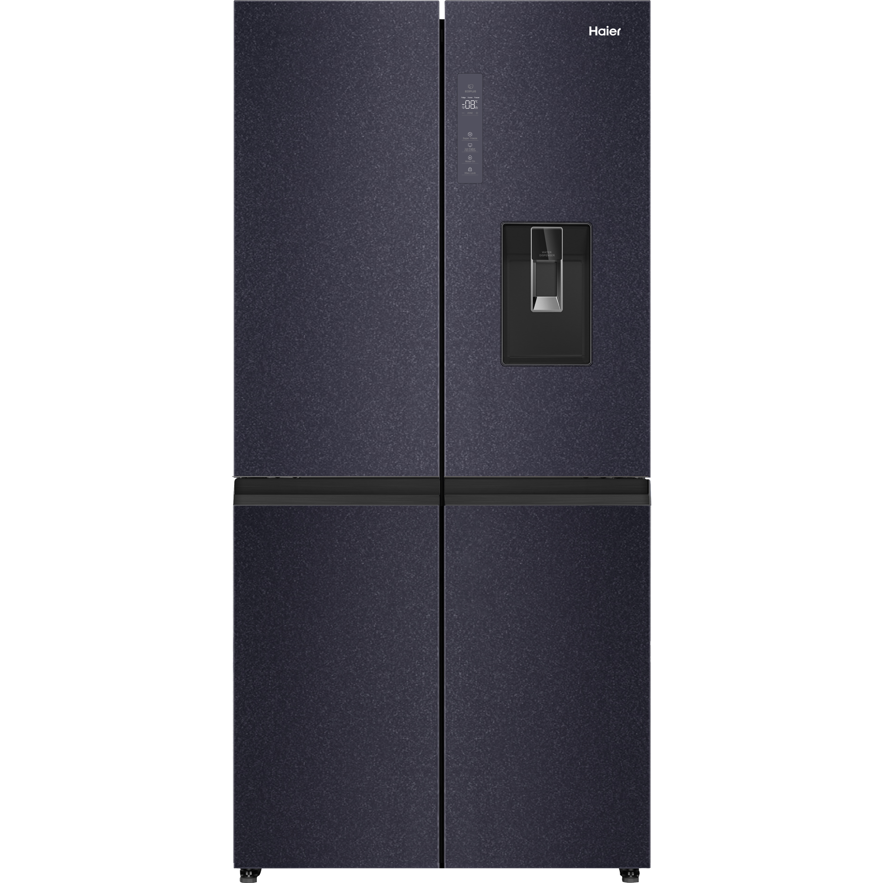 מקרר 4 דלתות מקפיא תחתון 504 ליטר Haier HRF-5800BS כולל קיוסק ויצרן קרח אוטומטי -  גימור נירוסטה מושחרת אחריות ע