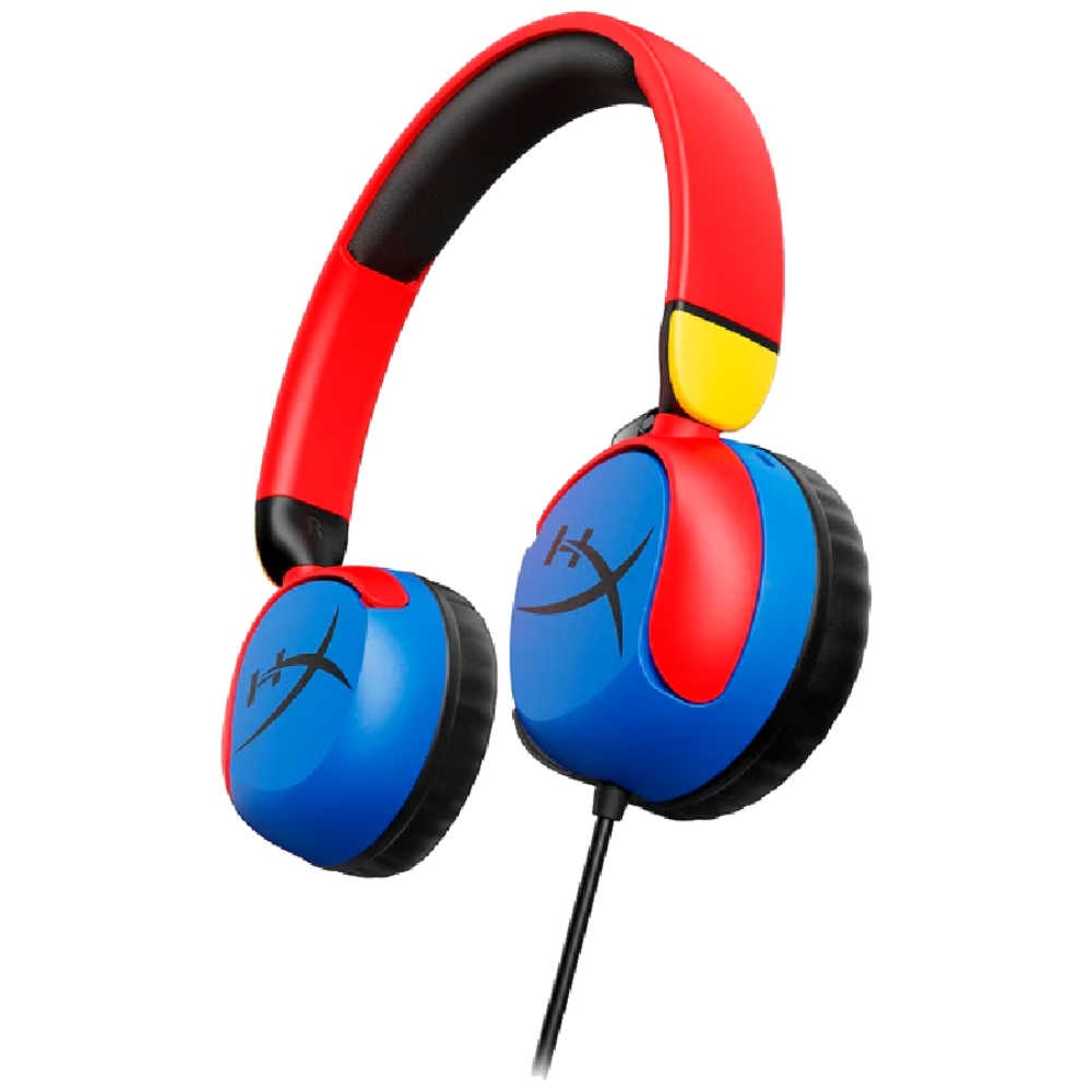 אוזניות גיימינג חוטיות מומלץ לגילאי 12-8 HyperX Cloud Mini - צבע כחול ואדום שנתיים אחריות ע