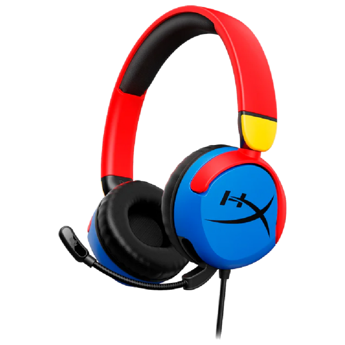 אוזניות גיימינג חוטיות מומלץ לגילאי 12-8 HyperX Cloud Mini - צבע כחול ואדום שנתיים אחריות עי היבואן הרשמי