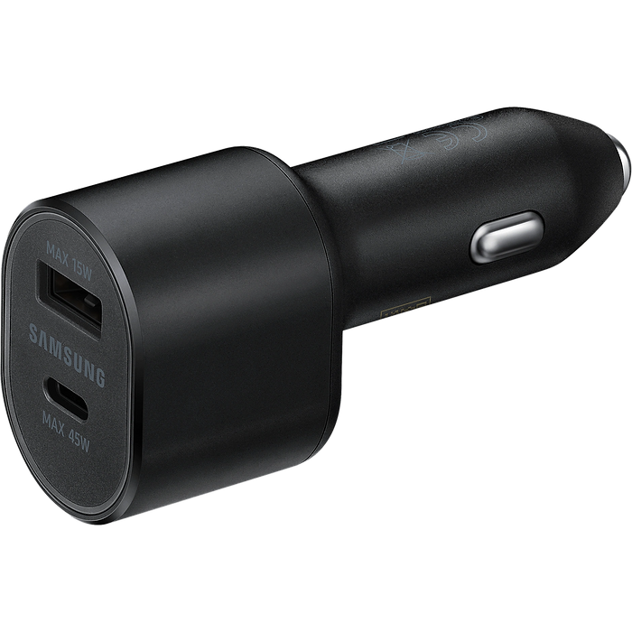 מטען כפול מקורי לרכב Samsung 45W+15W - צבע שחור שנה אחריות עי היבואן הרשמי 