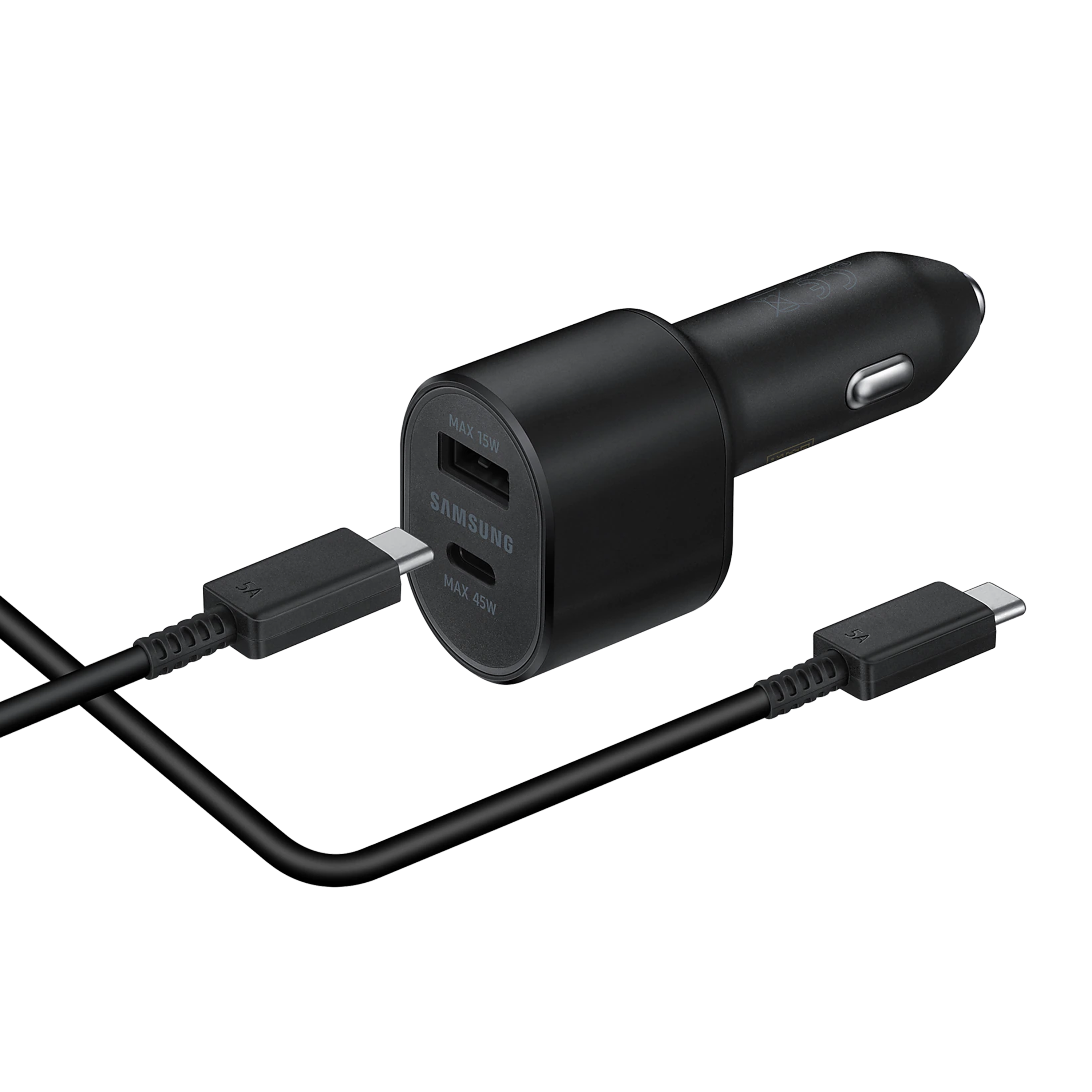מטען כפול מקורי לרכב Samsung 45W+15W - צבע שחור שנה אחריות ע