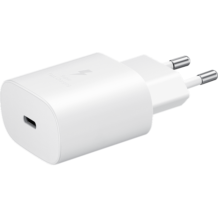 ראש מטען מקורי לטעינה מהירה Samsung 25W Charger Type C - צבע לבן שנה אחריות עי היבואן הרשמי 