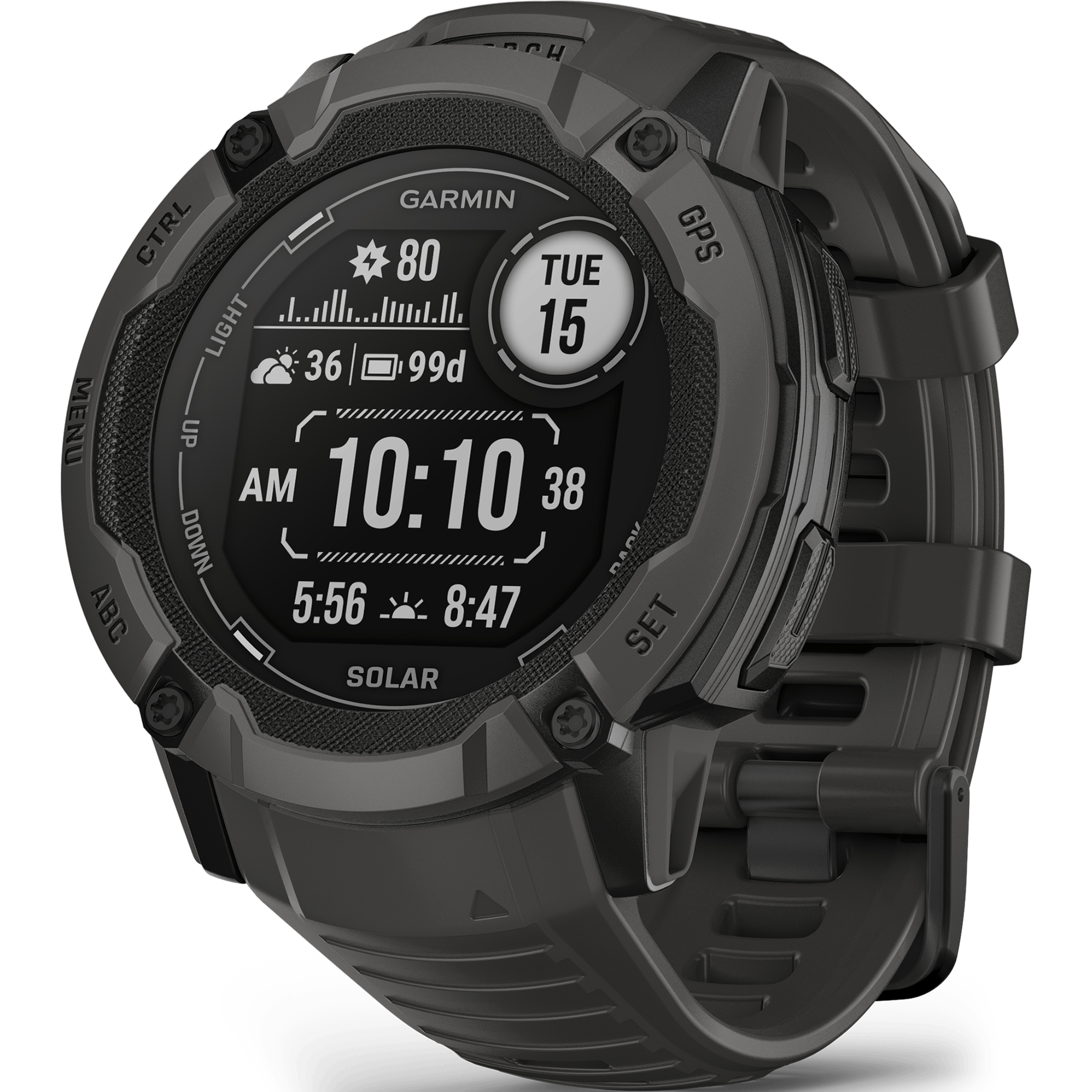 שעון ספורט חכם Garmin Instinct 2X Solar 50mm - צבע שחור גרפיט שנתיים אחריות ע
