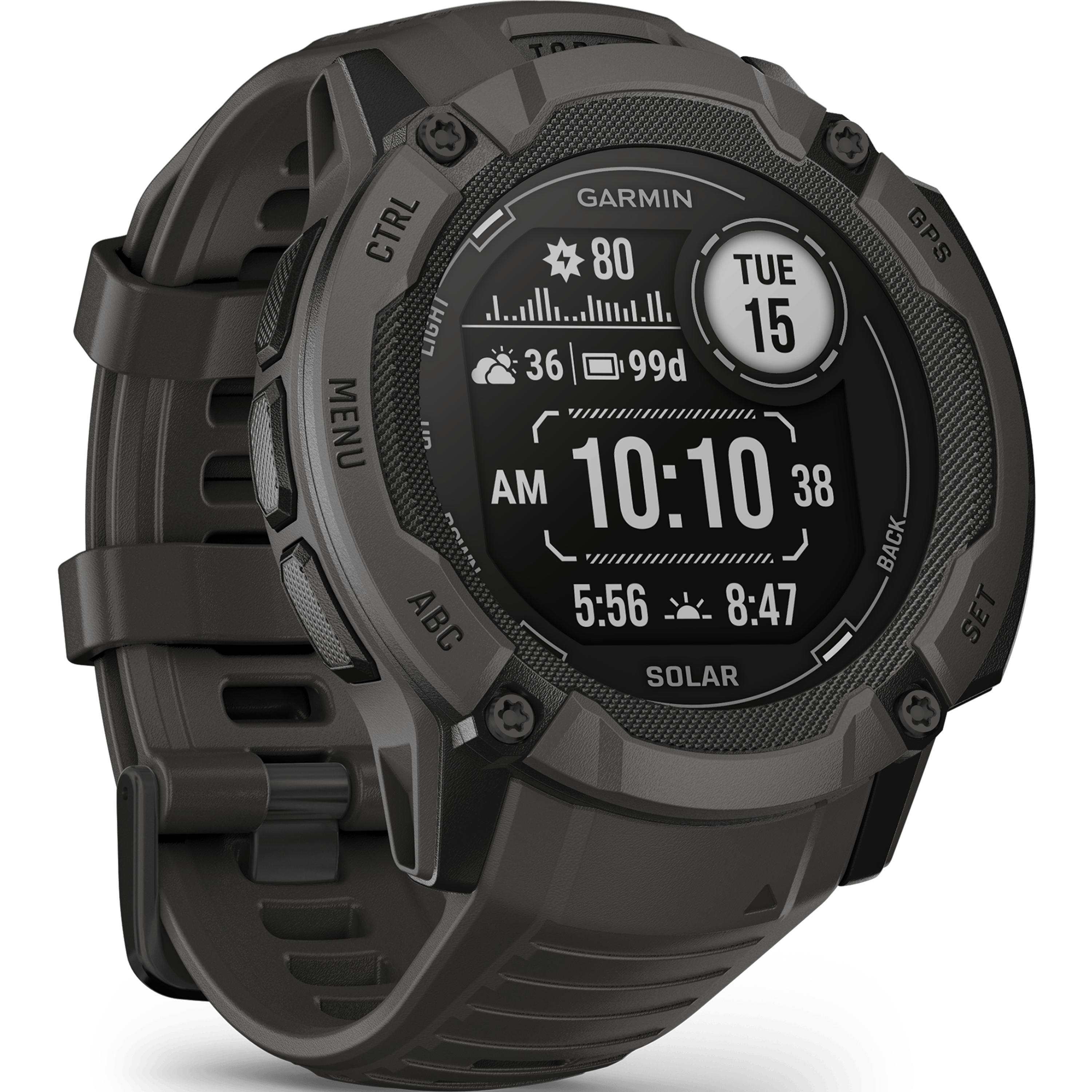 שעון ספורט חכם Garmin Instinct 2X Solar 50mm - צבע שחור גרפיט שנתיים אחריות ע
