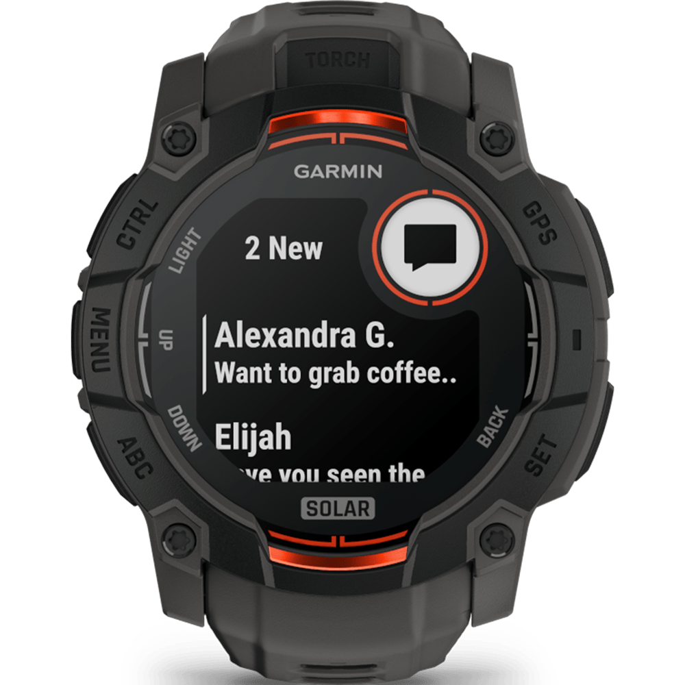 שעון ספורט חכם Garmin Instinct 3 Solar 50mm - צבע שחור שנתיים אחריות ע