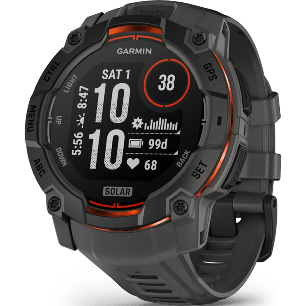 שעון ספורט חכם Garmin Instinct 3 Solar 50mm - צבע שחור שנתיים אחריות ע