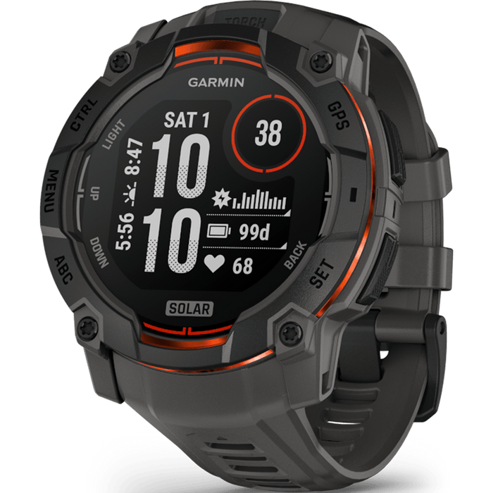 שעון ספורט חכם Garmin Instinct 3 Solar 50mm - צבע שחור שנתיים אחריות עי היבואן הרשמי