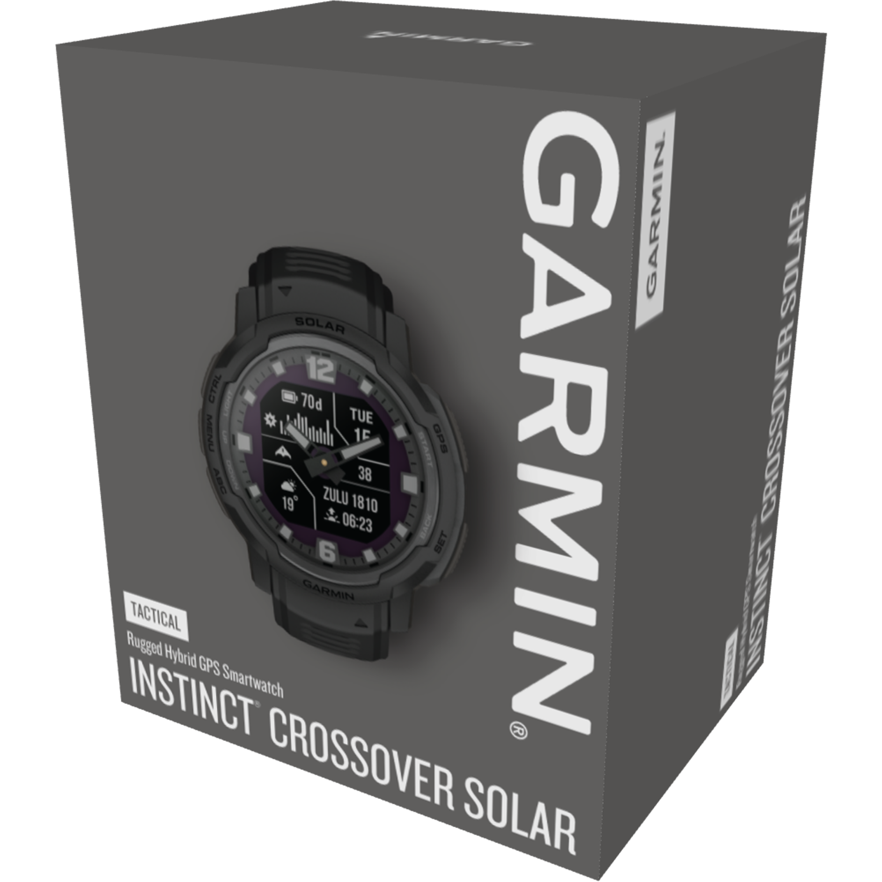 שעון ספורט חכם Garmin Instinct Crossover Solar Tactical Edition 45mm GPS - צבע שחור שנתיים אחריות ע