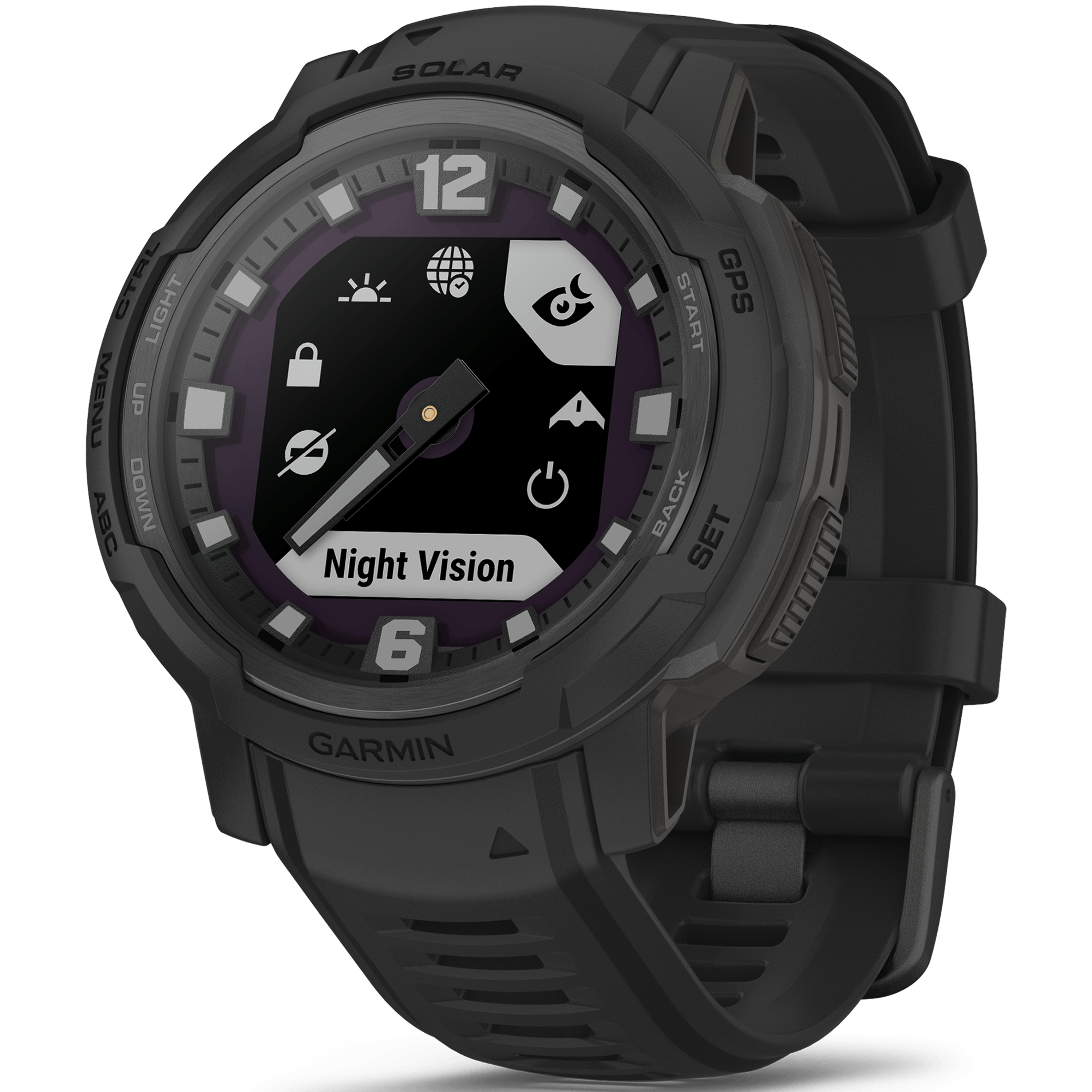 שעון ספורט חכם Garmin Instinct Crossover Solar Tactical Edition 45mm GPS - צבע שחור שנתיים אחריות ע