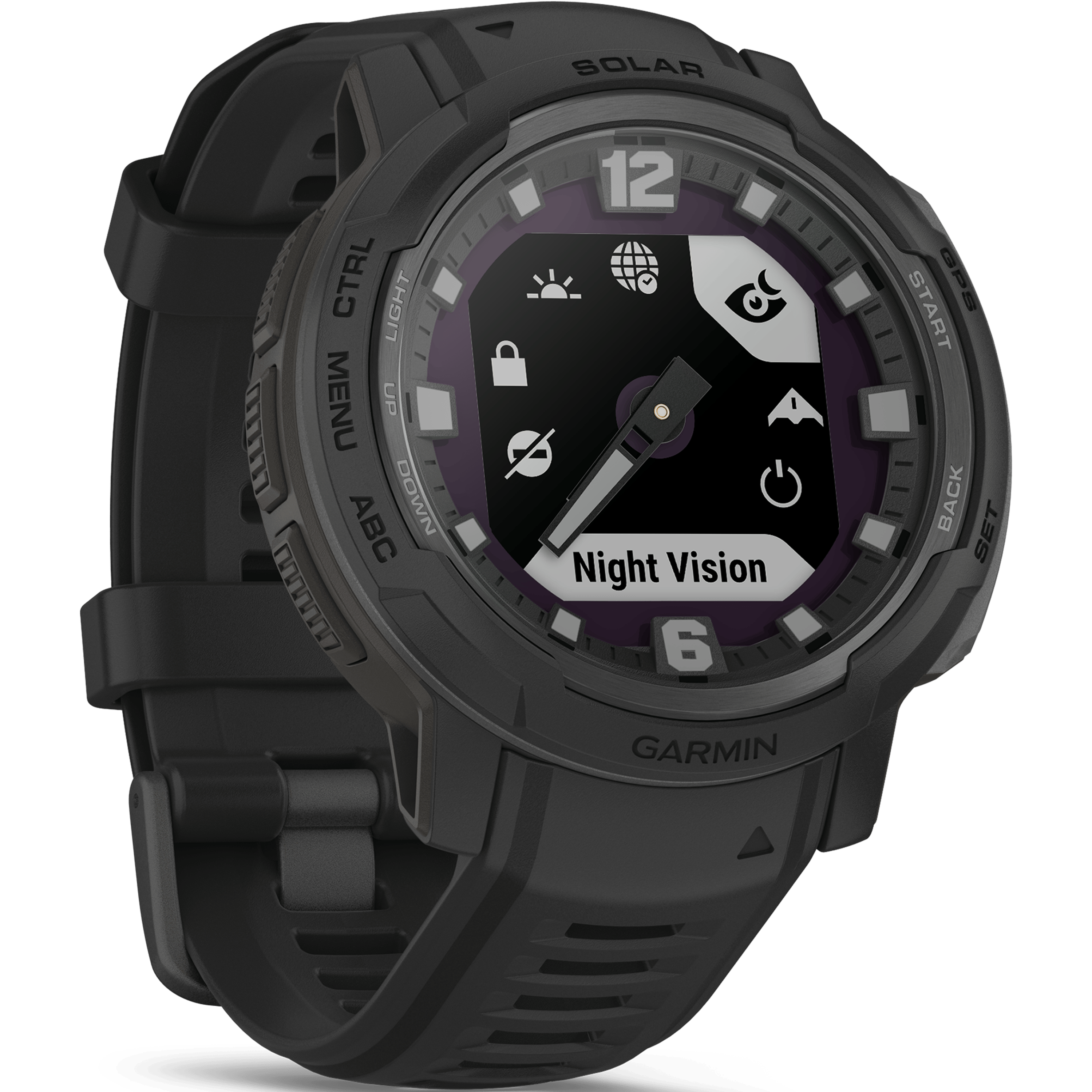 שעון ספורט חכם Garmin Instinct Crossover Solar Tactical Edition 45mm GPS - צבע שחור שנתיים אחריות ע