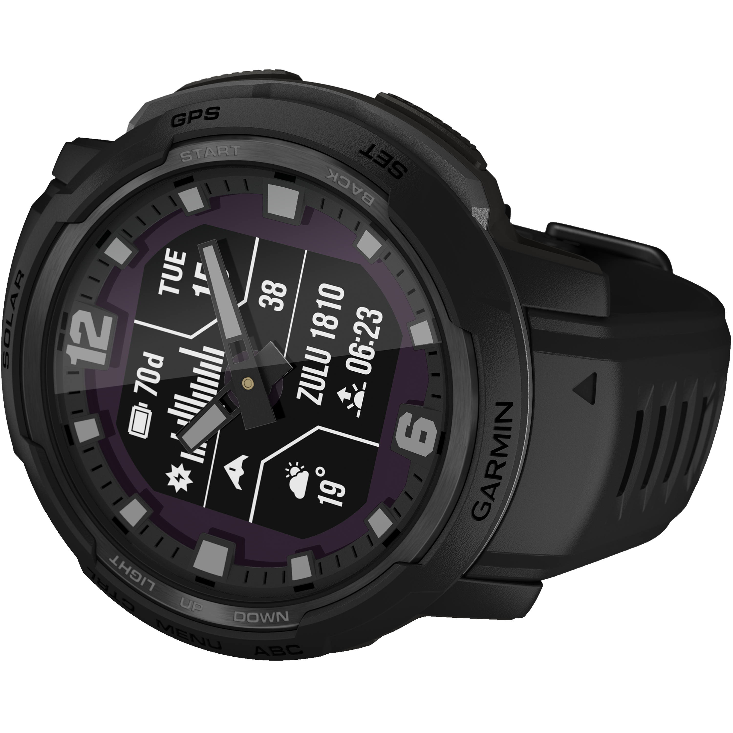 שעון ספורט חכם Garmin Instinct Crossover Solar Tactical Edition 45mm GPS - צבע שחור שנתיים אחריות ע
