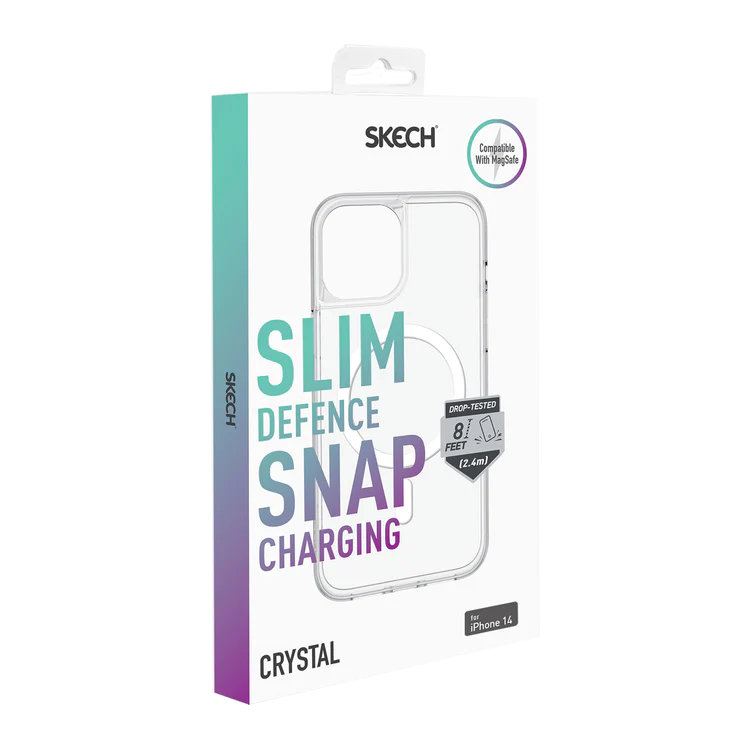 כיסוי Skech לסמארטפון Apple iPhone 14 דגם Crystal MagSafe - שקוף שנה אחריות ע