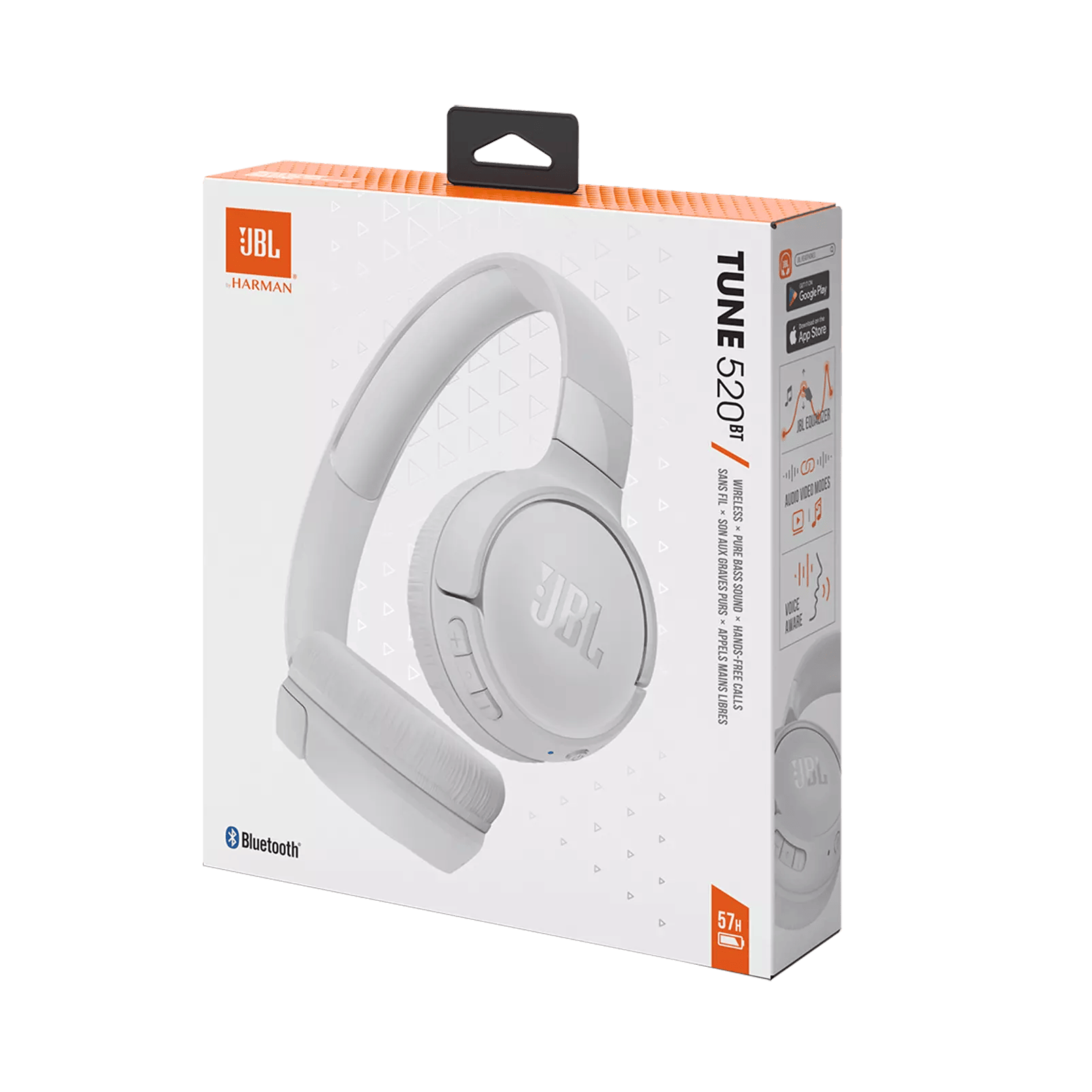 אוזניות קשת אלחוטיות JBL Tune 520BT בצבע לבן - שנה אחריות ע