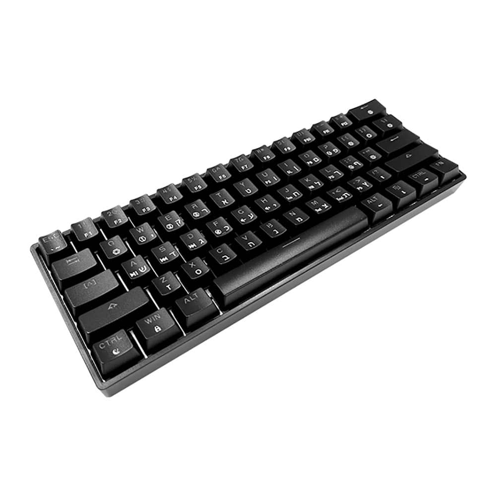 מקלדת גיימינג מכנית חוטית Skyloong GK-61 Yellow Switch - צבע שחור שנתיים אחריות ע