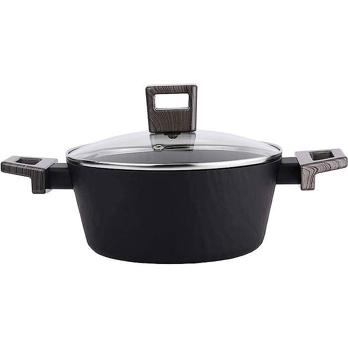 קדרה איכותית בגודל 20 ס"מ ובנפח 4 ליטר Amercook Rockstone - צבע שחור