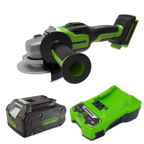 משחזת זווית ''5 (125 מ''מ) 24V Brushless עם 1X4.0Ah + מטען מהיר Greenworks