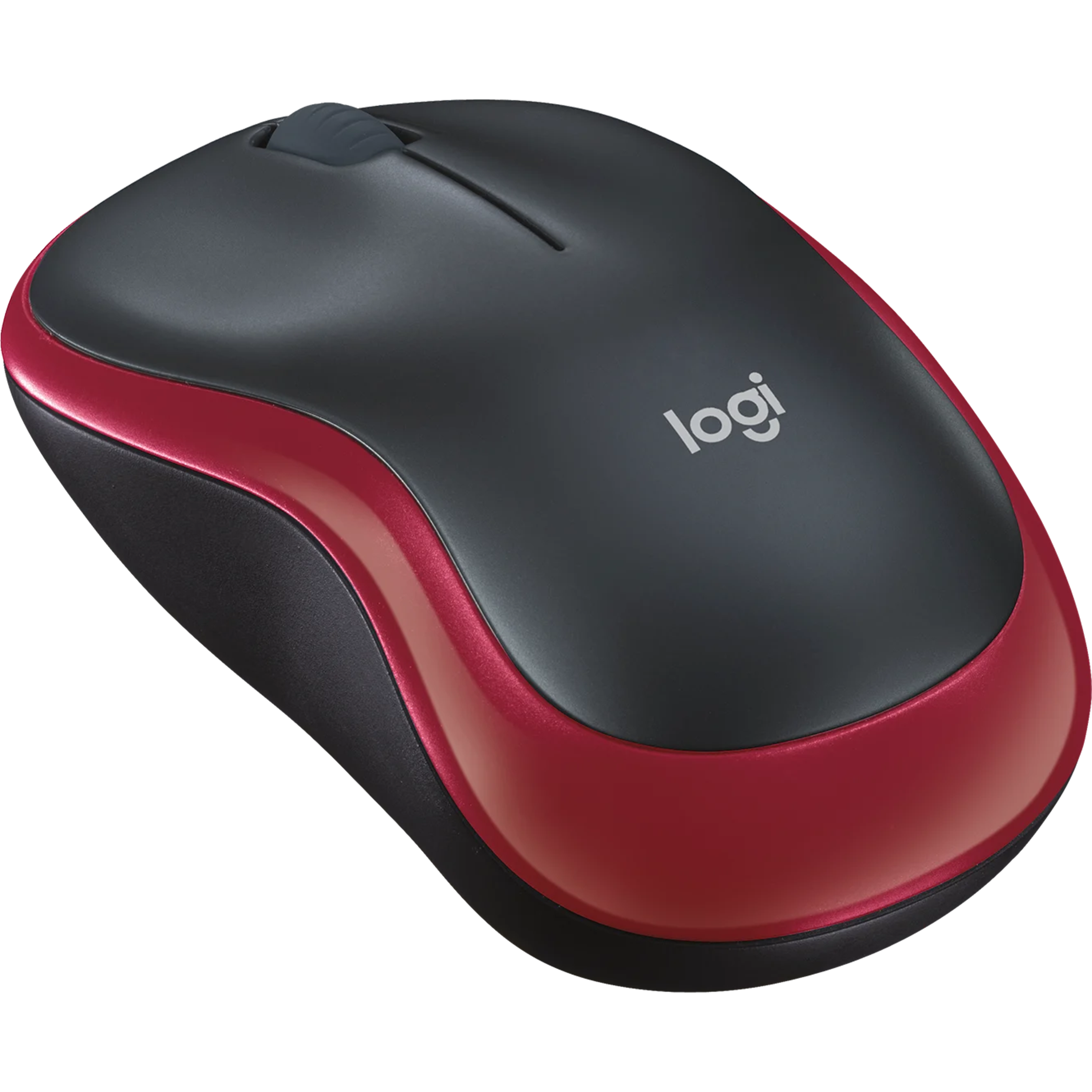 עכבר אלחוטי Logitech M185 - צבע אדום שחור שנתיים אחריות ע