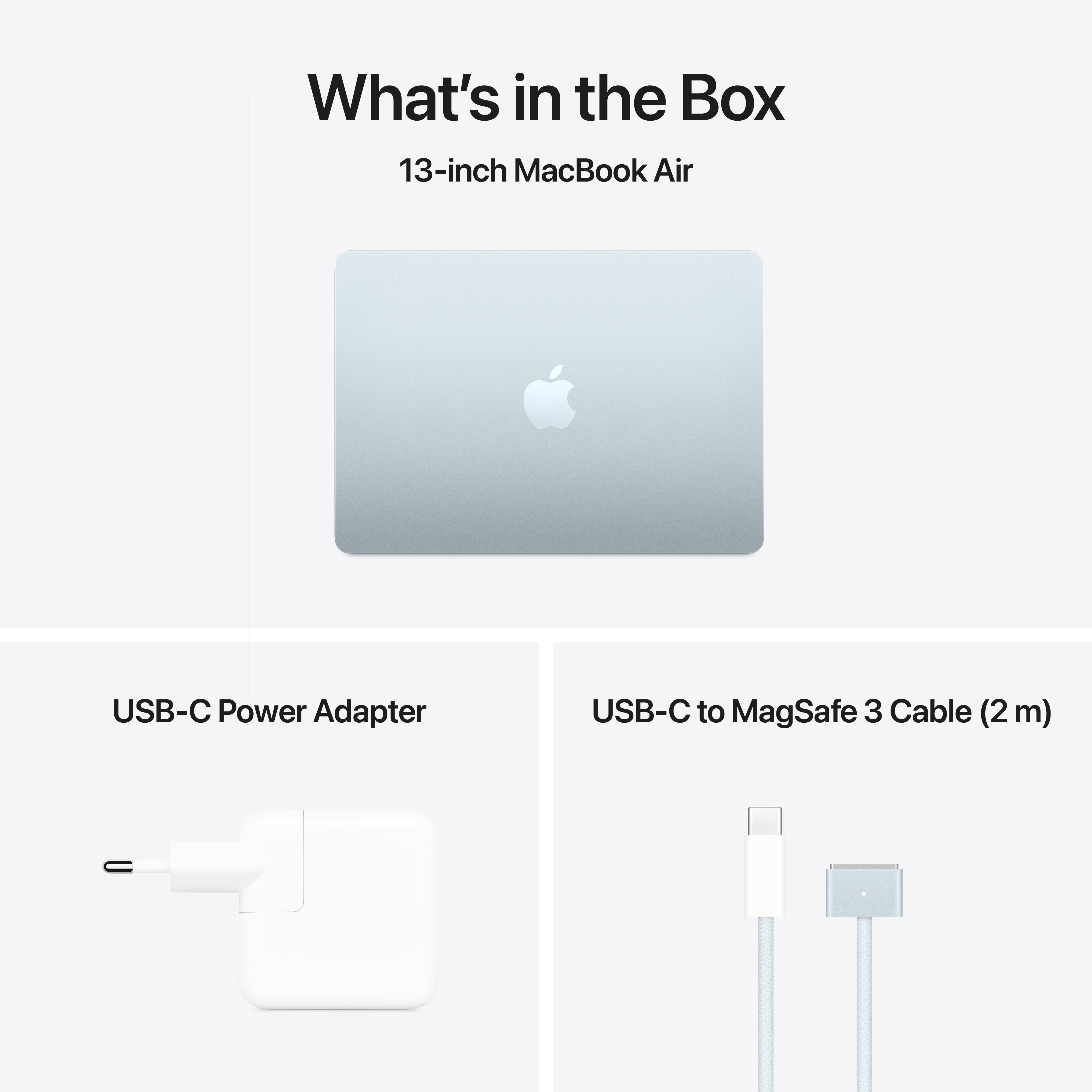 מחשב נייד Apple MacBook Air 13 - MC6V4HB/A M4 chip 10‑core CPU and 10‑core GPU 512GB SSD 24GB RAM - צבע כחול שמיים שנה אחריות ע