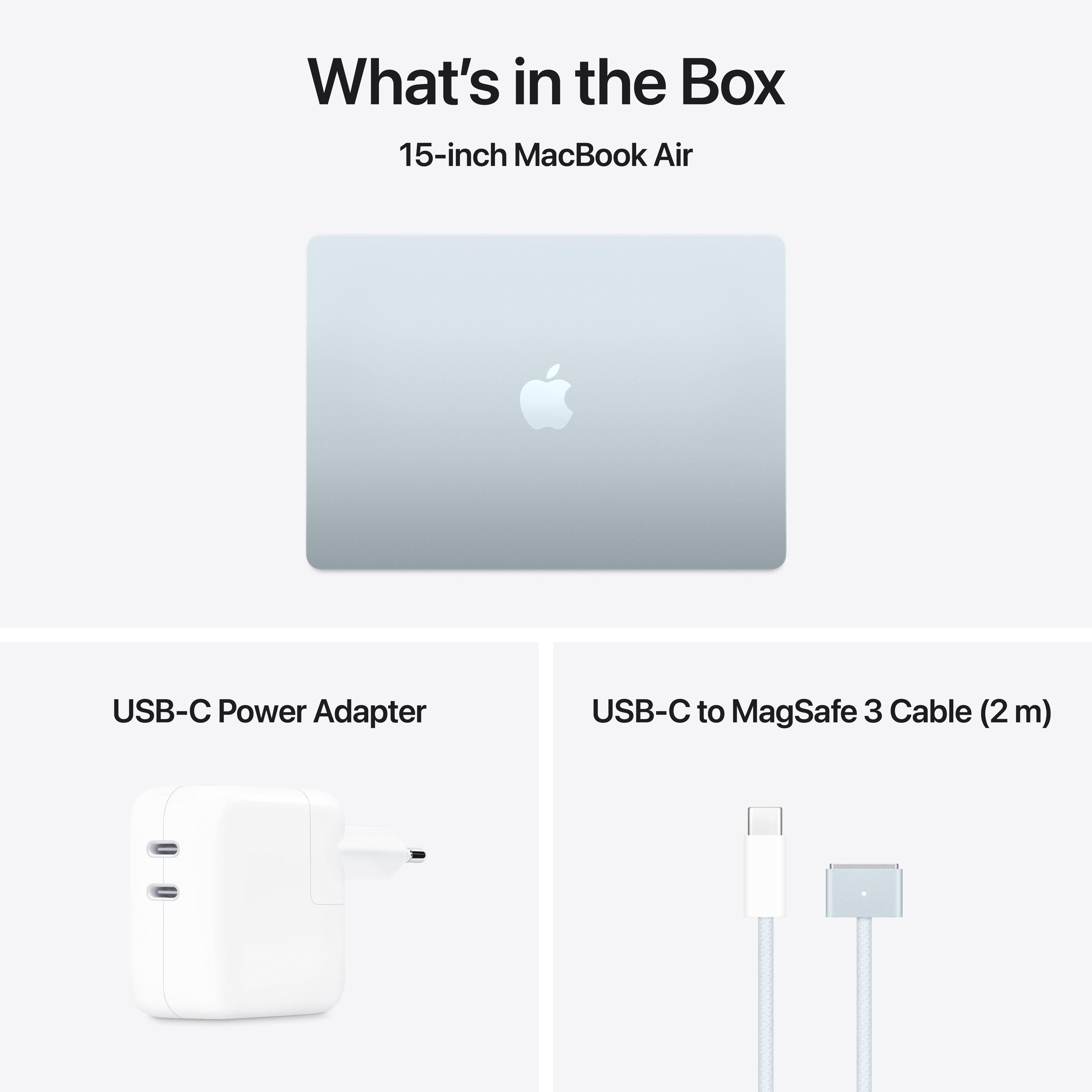 מחשב נייד Apple MacBook Air 15 - MC7D4HB/A M4 chip 10‑core CPU and 10‑core GPU 512GB SSD 24GB RAM - צבע כחול שמיים שנה אחריות ע