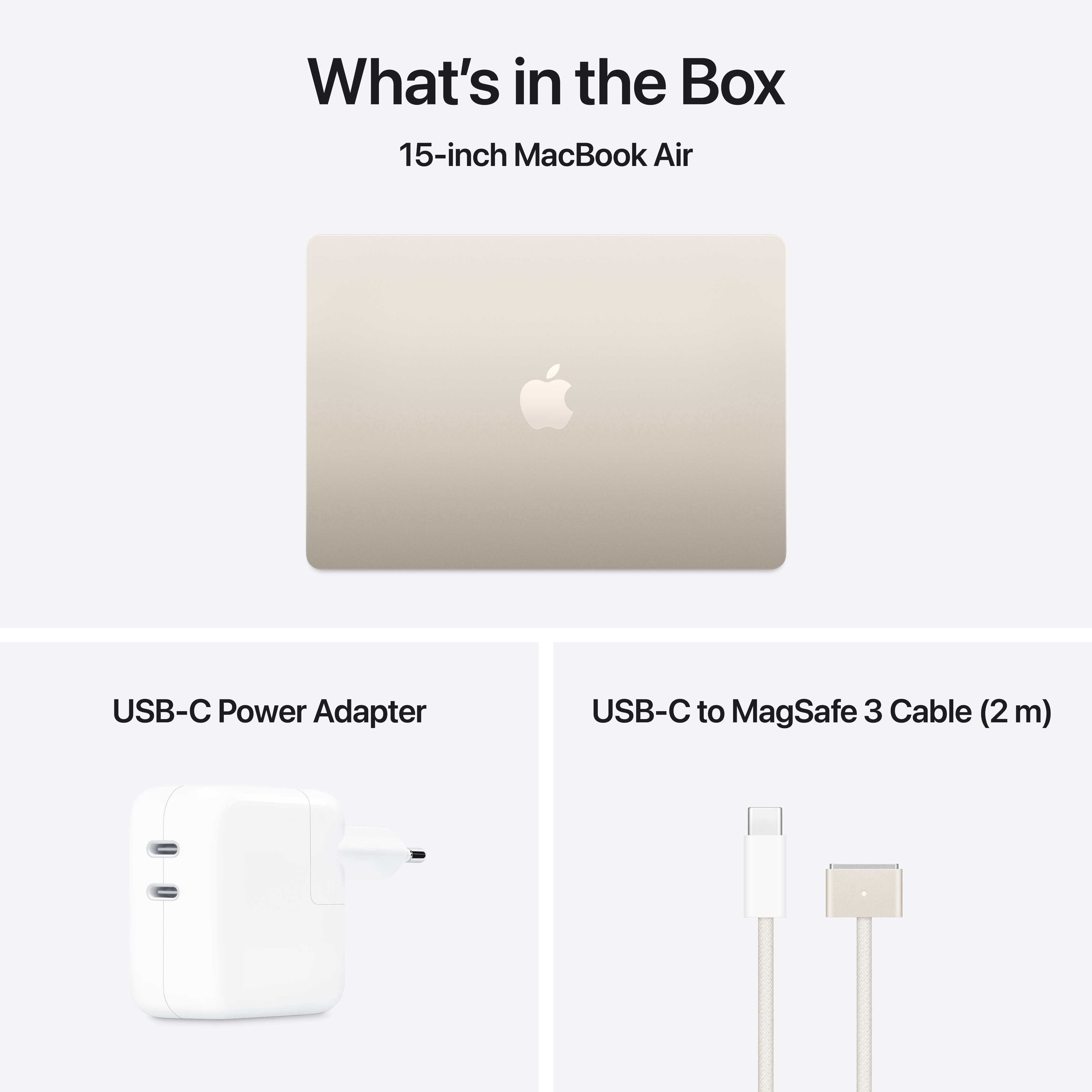 מחשב נייד Apple MacBook Air 15 - MC6K4HB/A M4 chip 10‑core CPU and 10‑core GPU 512GB SSD 24GB RAM - צבע אור כוכבים שנה אחריות ע
