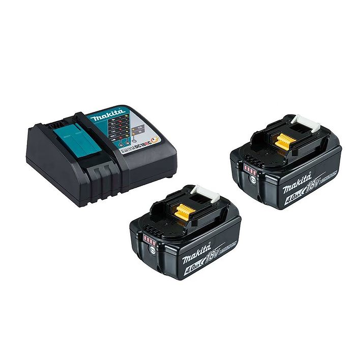 סט 2 סוללות 18V 4Ah דגם BL1840 ומטען מהיר DC18RC מבית Makita
